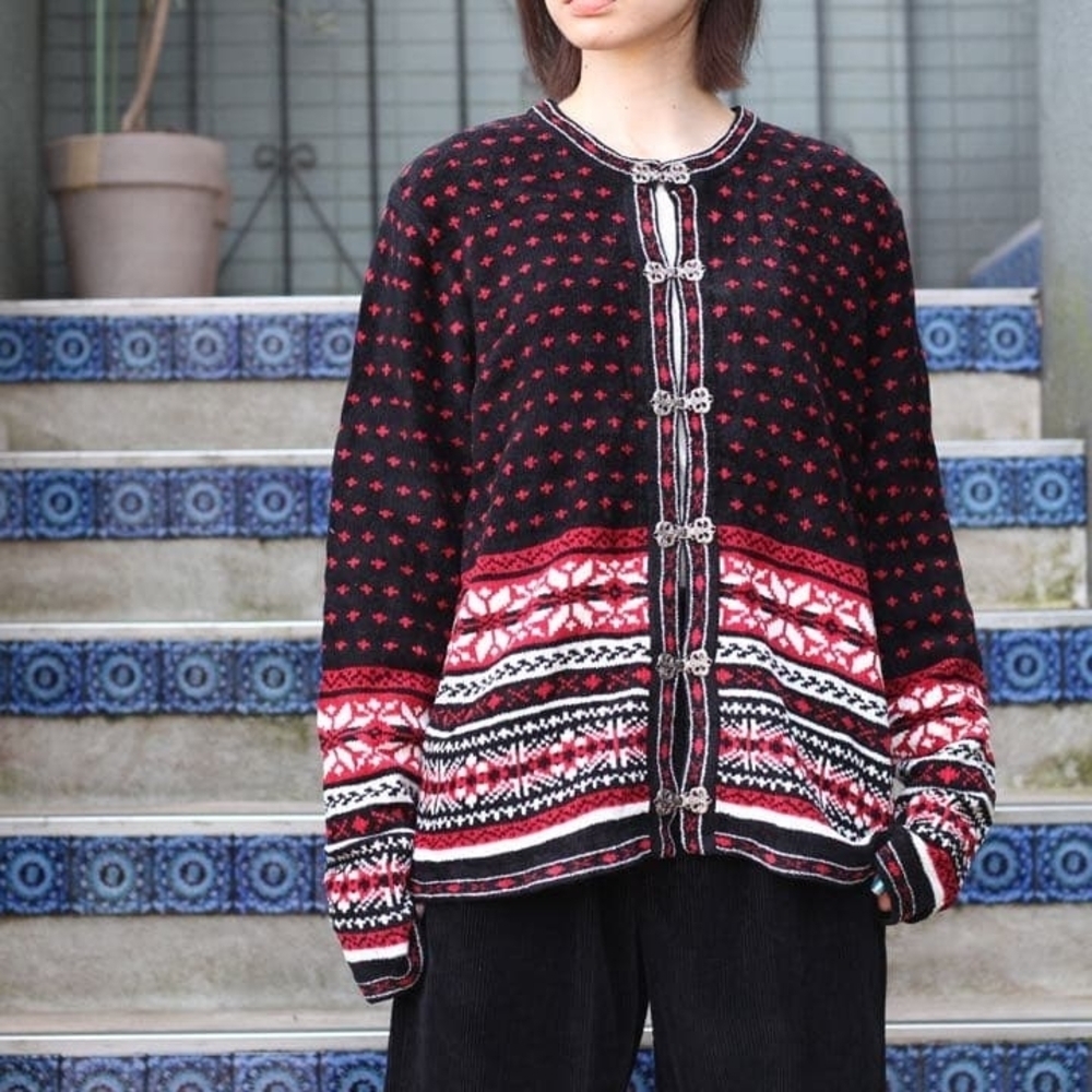 Vintage Christmas Croft & Barrows Nordic Knit Cardigan LG